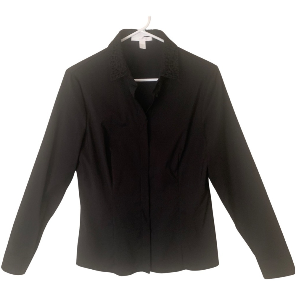 HUGO BOSS “Boresa” Blouse Stretch Poplin Lace Collar - Picture 13 of 16
